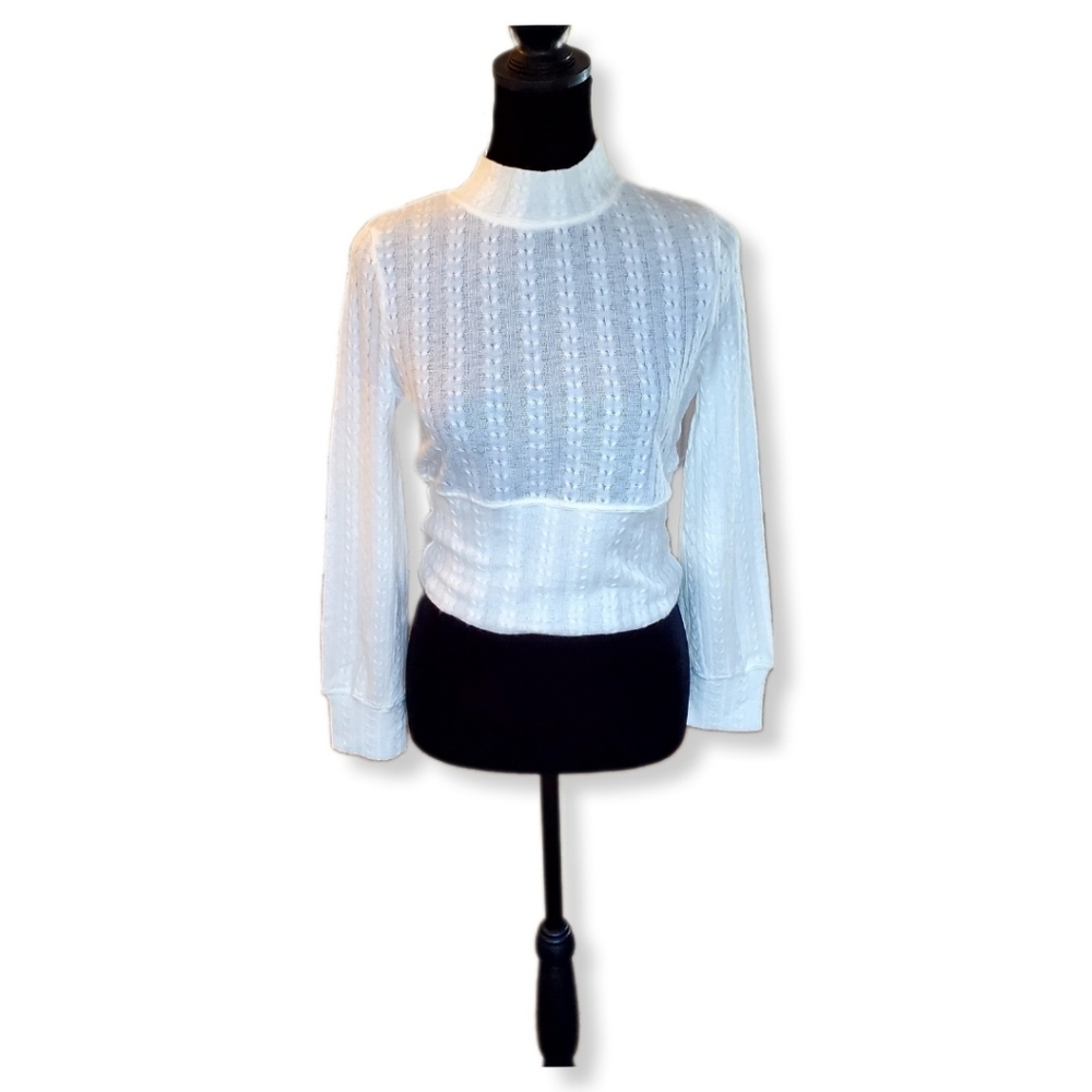 NWT Band of the Free Raquel Ivory Mock Neck Ribbed Knit Sweater Sz M